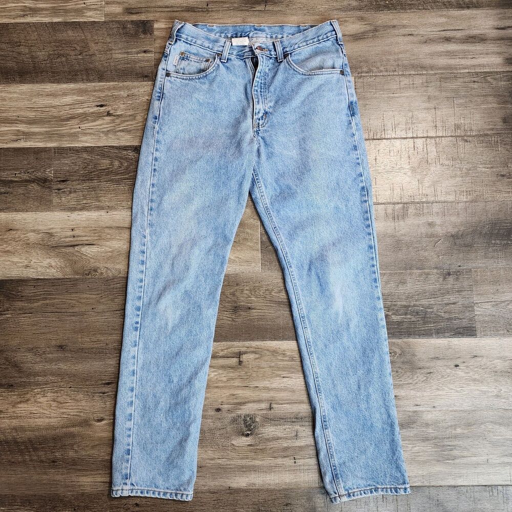 Carhartt Jeans Mens 32x32 Light Wash Blue Traditional Fit Denim Workwear B18 STW